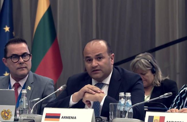 Minister Narek Mkrtchyan made a speech during the high-level conference on the “European social charter” held in Vilnius