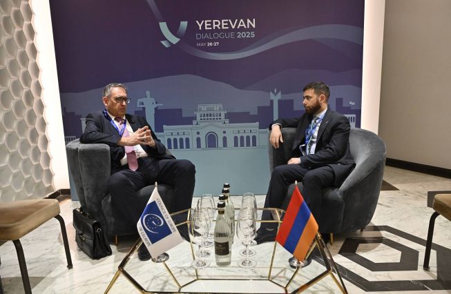 Meeting of Deputy Foreign Minister of Armenia Vahan Kostanyan with Director of Political Affairs and External Relations of the Council of Europe Miroslav Papa